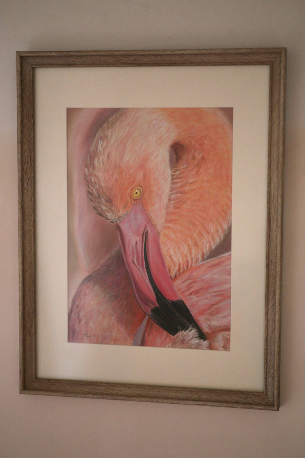 flamingo tekening in lijst