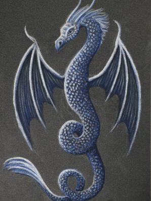 blauwe draak tekening